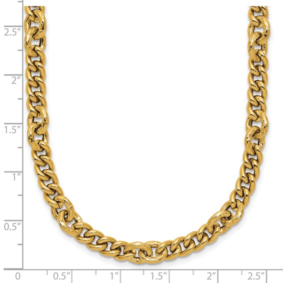 Leslie's 14K Polished and Textured Fancy Link with .5in ext. Necklace