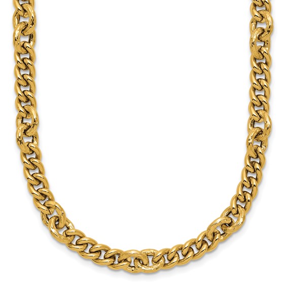Leslie's 14K Polished and Textured Fancy Link with .5in ext. Necklace