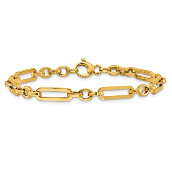 Leslie's 14K Polished Fancy Paperclip Link Bracelet