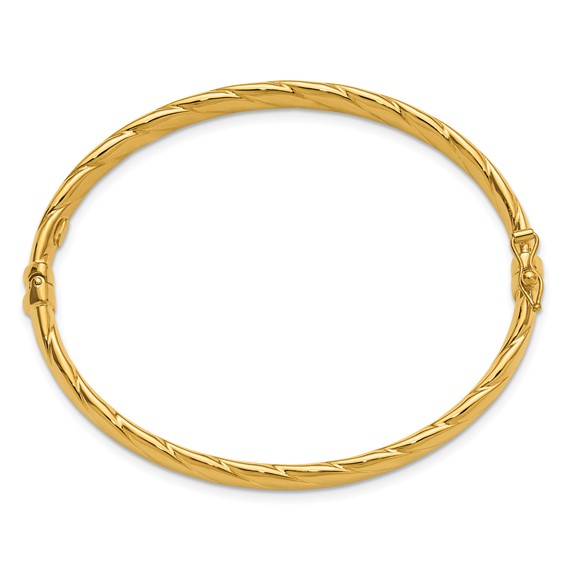 Leslie's 14K Polished  and Grooved Hinged Bangle