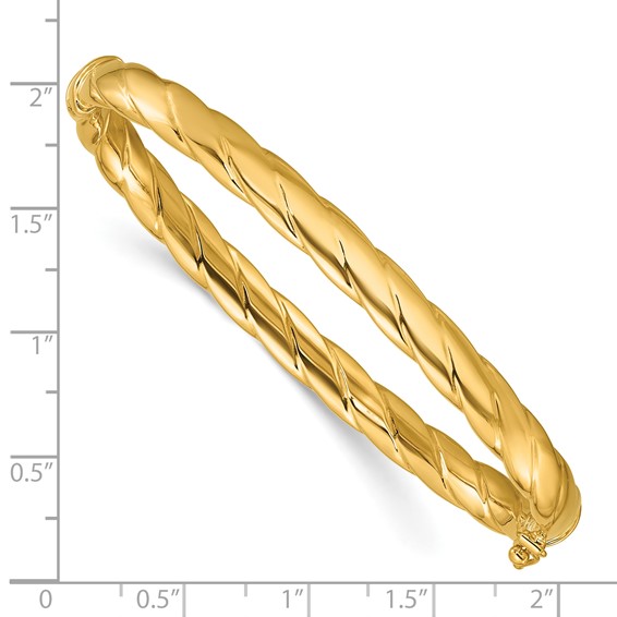 Leslie's 14K Polished  and Grooved Hinged Bangle