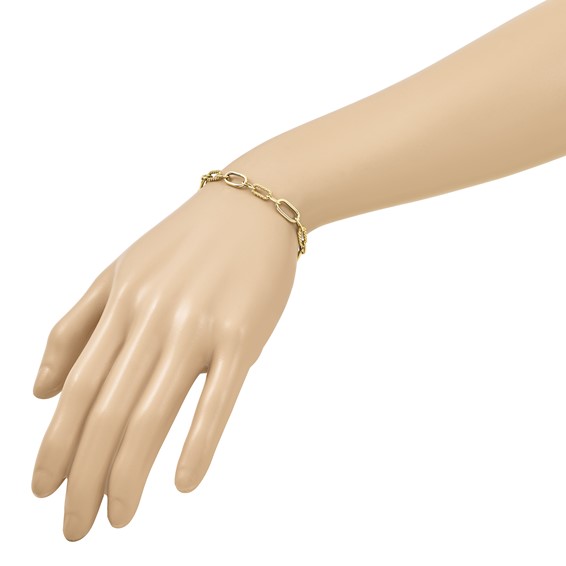 Leslie's 14K Polished and Twisted Fancy Link w/.5in ext. Bracelet