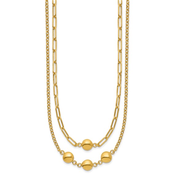 Leslie's 14K Polished Layered Link with Beads Necklace