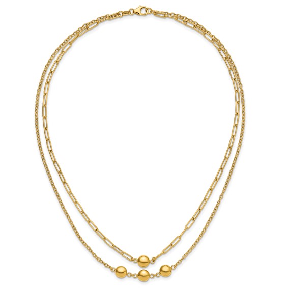 Leslie's 14K Polished Layered Link with Beads Necklace