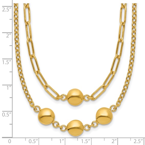 Leslie's 14K Polished Layered Link with Beads Necklace