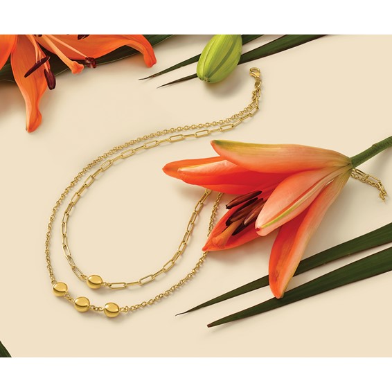 Leslie's 14K Polished Layered Link with Beads Necklace