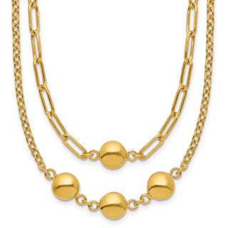 Leslie's 14K Polished Layered Link with Beads Necklace