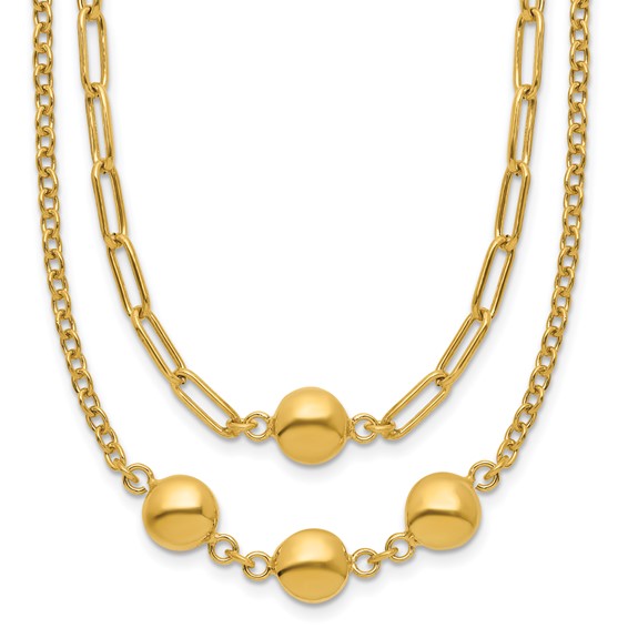 Leslie's 14K Polished Layered Link with Beads Necklace