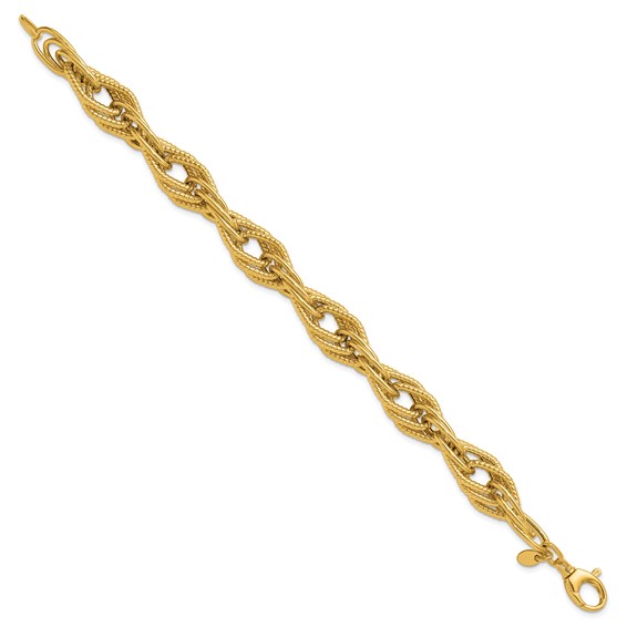 Leslie's 14K Polished and Textured Fancy Triple Link Bracelet