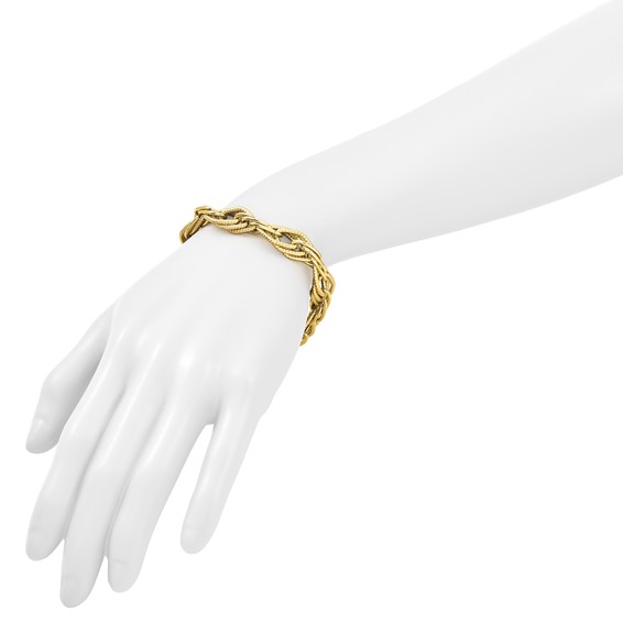 Leslie's 14K Polished and Textured Fancy Triple Link Bracelet