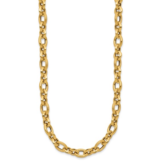 Leslie's 14K Polished and Textured Fancy Link Necklace