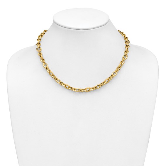 Leslie's 14K Polished and Textured Fancy Link Necklace
