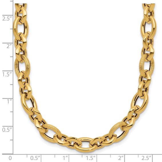 Leslie's 14K Polished and Textured Fancy Link Necklace