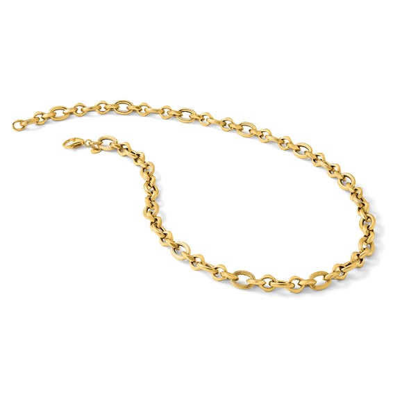 Leslie's 14K Polished and Textured Fancy Link Necklace