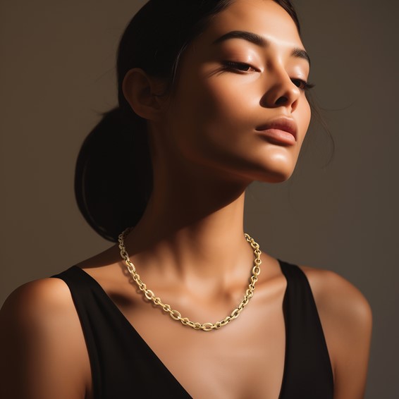 Leslie's 14K Polished and Textured Fancy Link Necklace