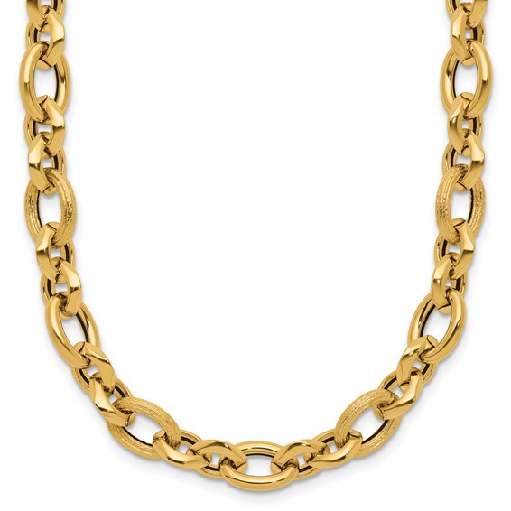 Leslie's 14K Polished and Textured Fancy Link Necklace
