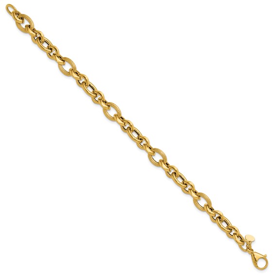 Leslie's 14K Polished and Textured Fancy Link Bracelet