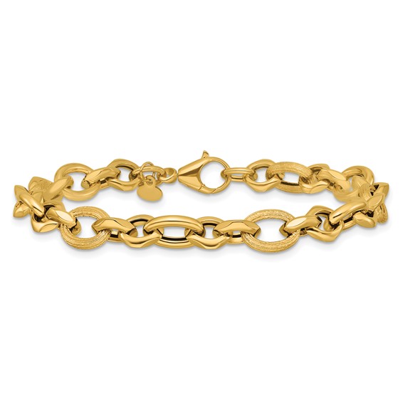 Leslie's 14K Polished and Textured Fancy Link Bracelet