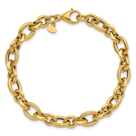 Leslie's 14K Polished and Textured Fancy Link Bracelet
