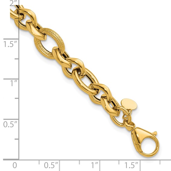 Leslie's 14K Polished and Textured Fancy Link Bracelet
