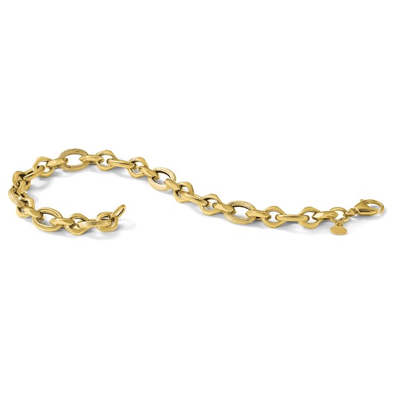 Leslie's 14K Polished and Textured Fancy Link Bracelet