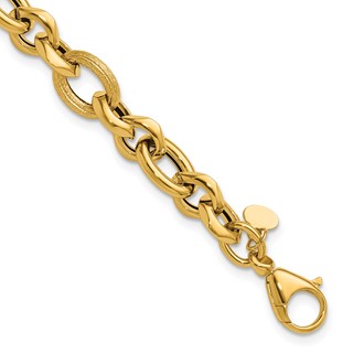 Leslie's 14K Polished and Textured Fancy Link Bracelet