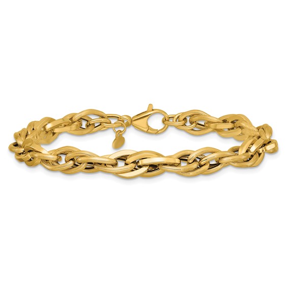Leslie's 14K Polished and Textured Fancy Twisted Link Bracelet