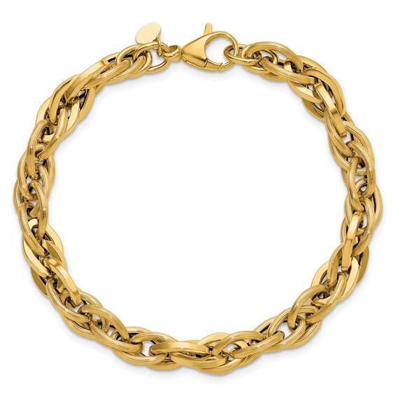 Leslie's 14K Polished and Textured Fancy Twisted Link Bracelet