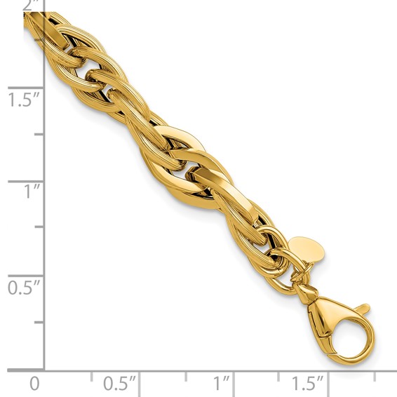 Leslie's 14K Polished and Textured Fancy Twisted Link Bracelet
