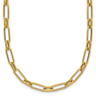 Leslie's 14K Polished Textured Fancy Link Necklace