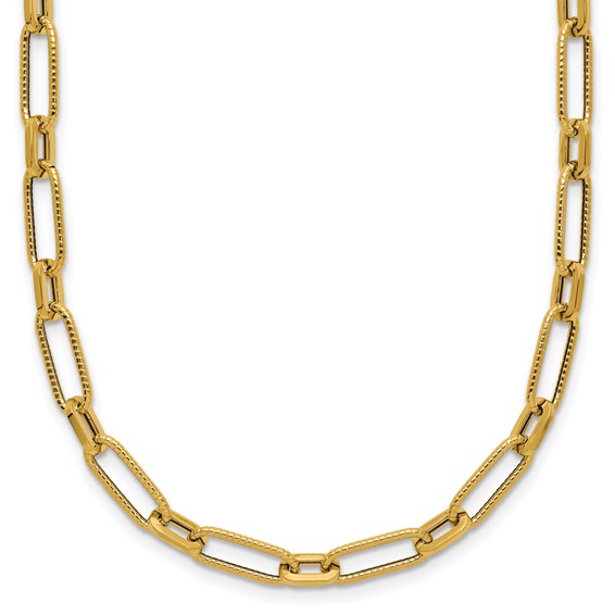 Leslie's 14K Polished Textured Fancy Link Necklace