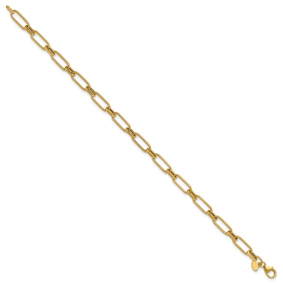 Leslie's 14K Polished Textured Fancy Link Bracelet