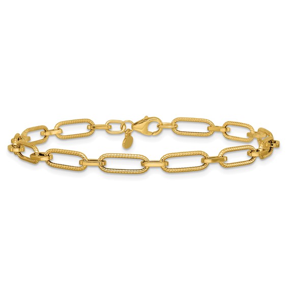 Leslie's 14K Polished Textured Fancy Link Bracelet