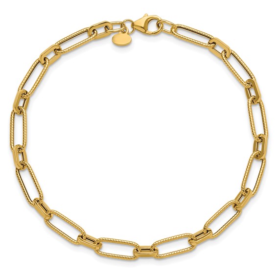 Leslie's 14K Polished Textured Fancy Link Bracelet