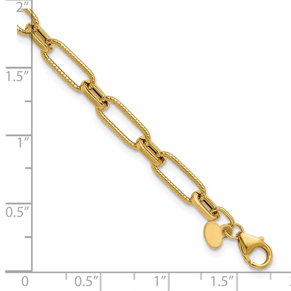 Leslie's 14K Polished Textured Fancy Link Bracelet
