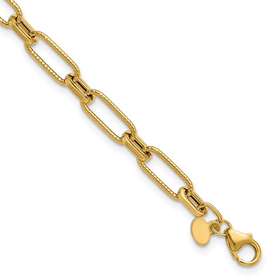 Leslie's 14K Polished Textured Fancy Link Bracelet
