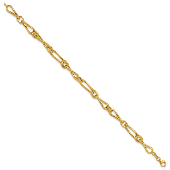 Leslie's 14K Polished and Textured Twisted Link Bracelet