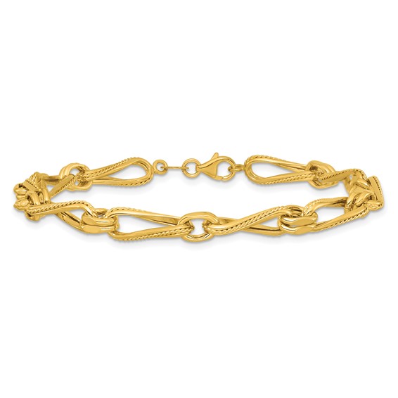Leslie's 14K Polished and Textured Twisted Link Bracelet