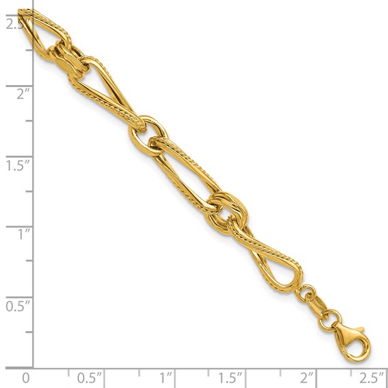 Leslie's 14K Polished and Textured Twisted Link Bracelet