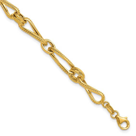 Leslie's 14K Polished and Textured Twisted Link Bracelet