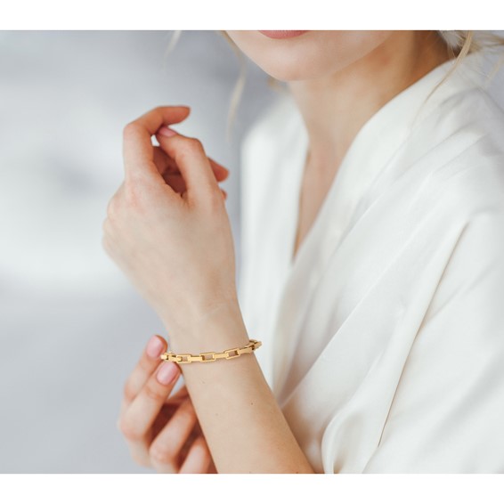 Leslie's 14K Polished Fancy Rectangular Link Bracelet