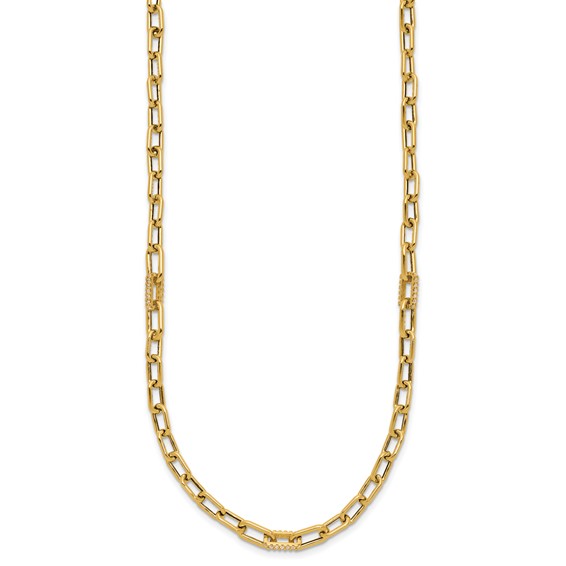 Leslie's 14K Polished CZ Fancy Paperclip Link Necklace