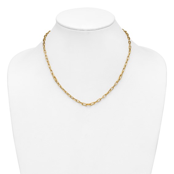 Leslie's 14K Polished CZ Fancy Paperclip Link Necklace