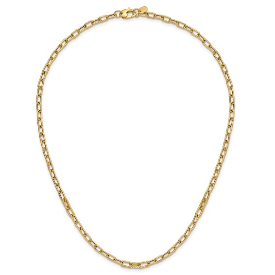 Leslie's 14K Polished CZ Fancy Paperclip Link Necklace