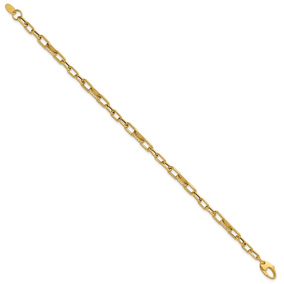 Leslie's 14K Polished CZ Fancy Paperclip Link Bracelet