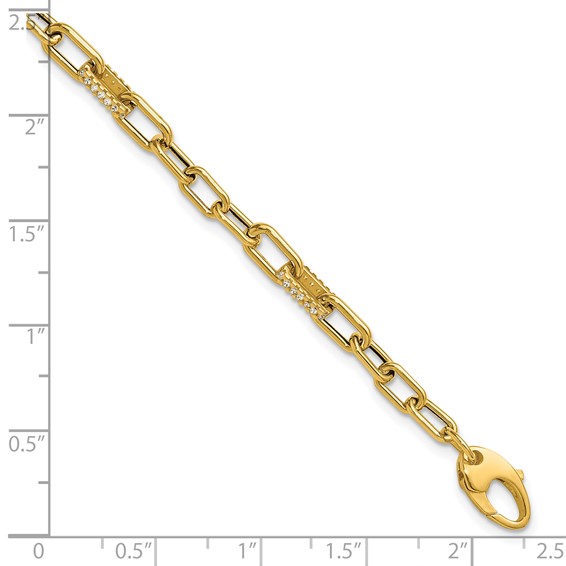 Leslie's 14K Polished CZ Fancy Paperclip Link Bracelet