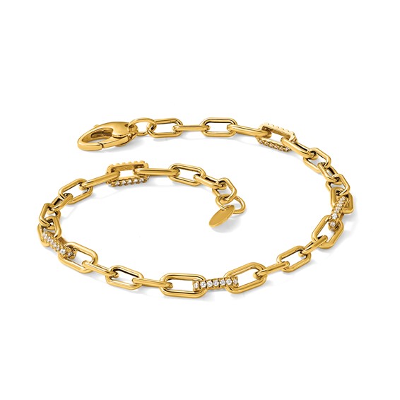 Leslie's 14K Polished CZ Fancy Paperclip Link Bracelet