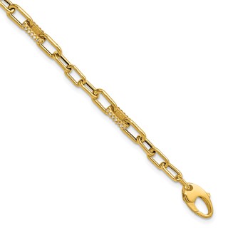 Leslie's 14K Polished CZ Fancy Paperclip Link Bracelet