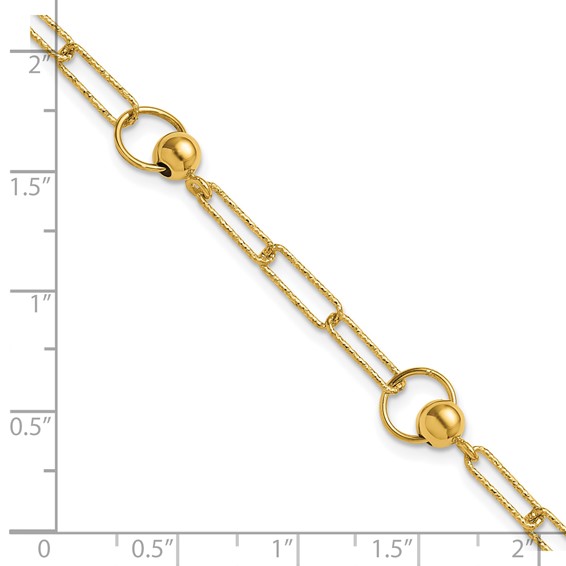 Leslie's 14K Polished and Dia-cut. Circle Station Paperclip Bracelet