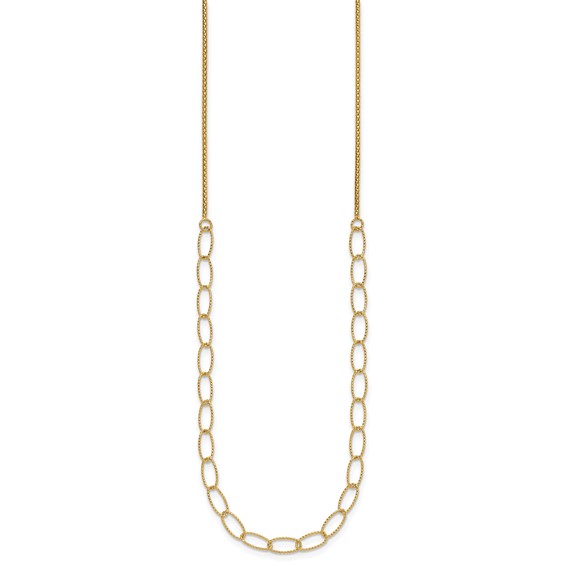 Leslie's 14K Polished and Dia-cut Fancy Oval Link Necklace